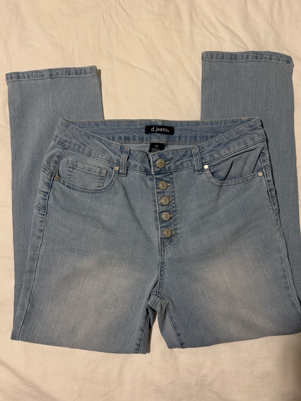 d. jeans Light Blue Skinny High-Waist Button-Fly Jeans
